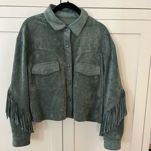 Green fringe jacket